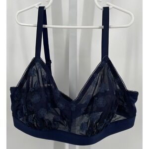 Aerie Navy Floral Sheer Bralette‎ Size XL NWT wide strap - MSRP $39.95